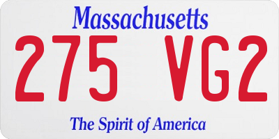 MA license plate 275VG2