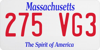 MA license plate 275VG3