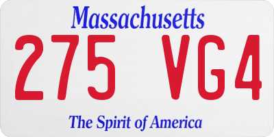 MA license plate 275VG4