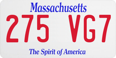 MA license plate 275VG7