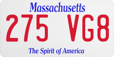 MA license plate 275VG8