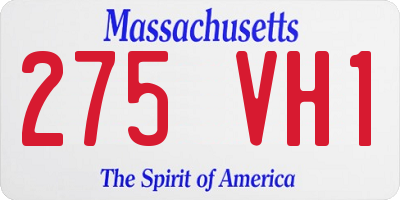 MA license plate 275VH1