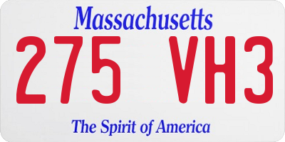 MA license plate 275VH3
