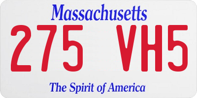 MA license plate 275VH5