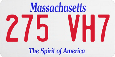 MA license plate 275VH7