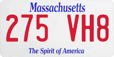 MA license plate 275VH8