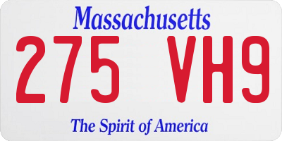 MA license plate 275VH9