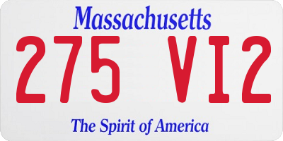 MA license plate 275VI2