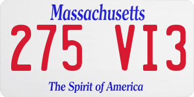 MA license plate 275VI3