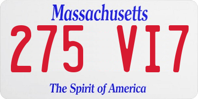 MA license plate 275VI7
