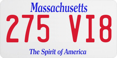 MA license plate 275VI8
