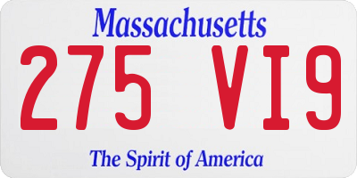 MA license plate 275VI9