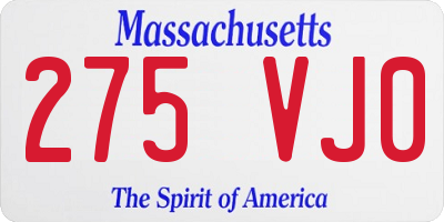 MA license plate 275VJ0