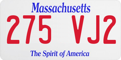 MA license plate 275VJ2