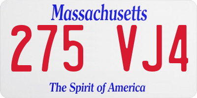 MA license plate 275VJ4