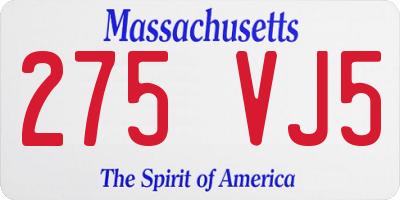 MA license plate 275VJ5