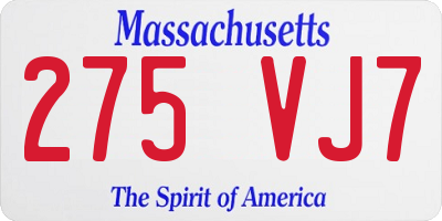 MA license plate 275VJ7