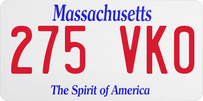 MA license plate 275VK0