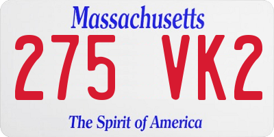 MA license plate 275VK2