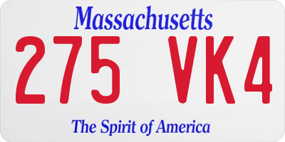 MA license plate 275VK4