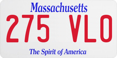 MA license plate 275VL0