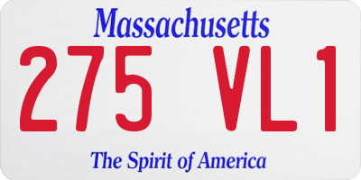 MA license plate 275VL1