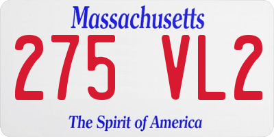 MA license plate 275VL2