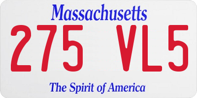 MA license plate 275VL5