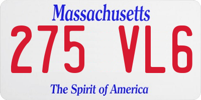 MA license plate 275VL6