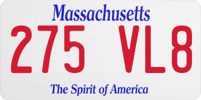 MA license plate 275VL8