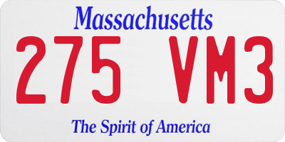 MA license plate 275VM3