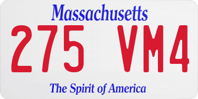 MA license plate 275VM4