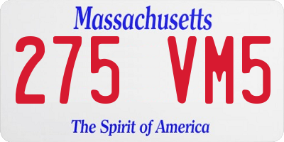 MA license plate 275VM5
