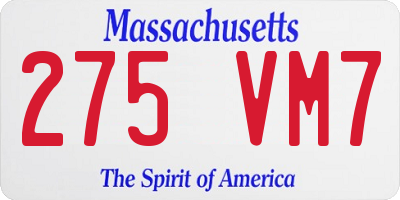 MA license plate 275VM7
