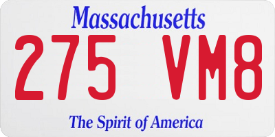 MA license plate 275VM8