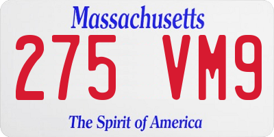 MA license plate 275VM9