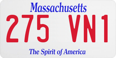 MA license plate 275VN1