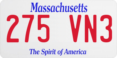 MA license plate 275VN3