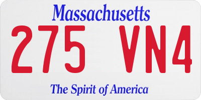 MA license plate 275VN4