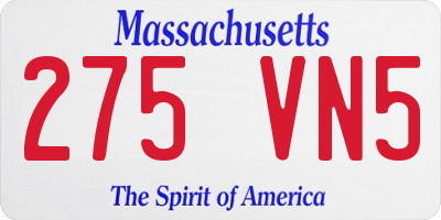 MA license plate 275VN5