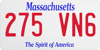 MA license plate 275VN6