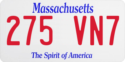 MA license plate 275VN7