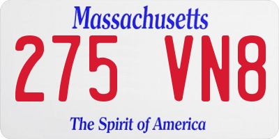 MA license plate 275VN8