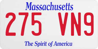 MA license plate 275VN9