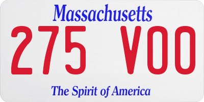 MA license plate 275VO0