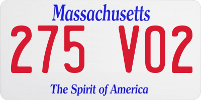 MA license plate 275VO2