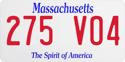 MA license plate 275VO4