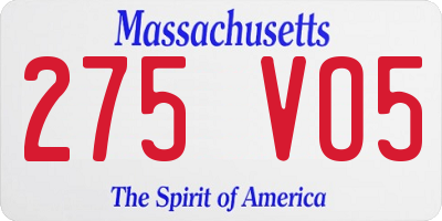 MA license plate 275VO5