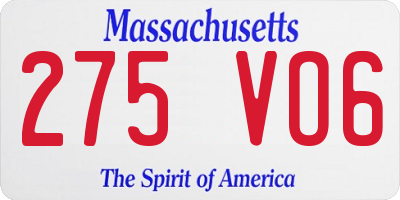 MA license plate 275VO6