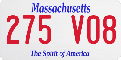 MA license plate 275VO8